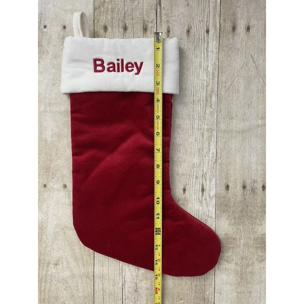 Pottery Barn Small Classic Velvet Stocking Bailey mono Red 2021‎